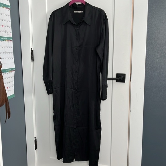 A&F Long Sleeve Satin Midi Shirt Dress EUC - Picture 8 of 13